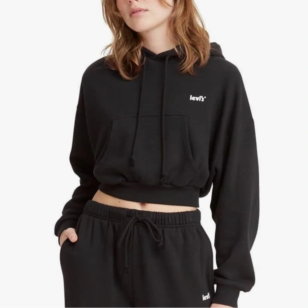 Levi's Women's Black Cropped Hoodie - Picture 1 of 6